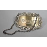 A Silver Decanter Label for Sherry, London 1992, 6cm wide