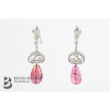 Pair of White Gold Natural Burmese Ruby and Diamond Earrings