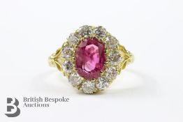 1.5ct Natural Burmese Ruby and Diamond Ring