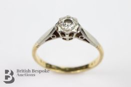 18ct Gold and Platinum Solitaire Diamond Ring