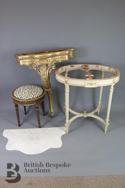 Marble Topped Gilt Wood Console Table