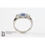 White Gold Corn Flower Blue Sapphire and Diamond Ring