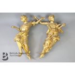 Pair of Contemporary Composite Gold Painted Angels