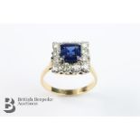 Yellow Gold Blue Sapphire and Diamond Ring