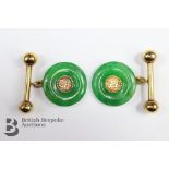 Chinese 14/15ct Green Jade Cufflinks