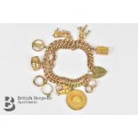 9ct Gold Double Curb Link Charm Bracelet