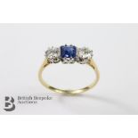 High Carat Yellow and White Gold Sapphire and Diamond Ring