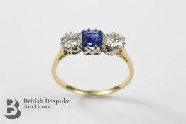 High Carat Yellow and White Gold Sapphire and Diamond Ring