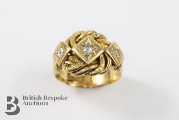 Gentleman's 18ct Yellow Gold Diamond Knot Ring