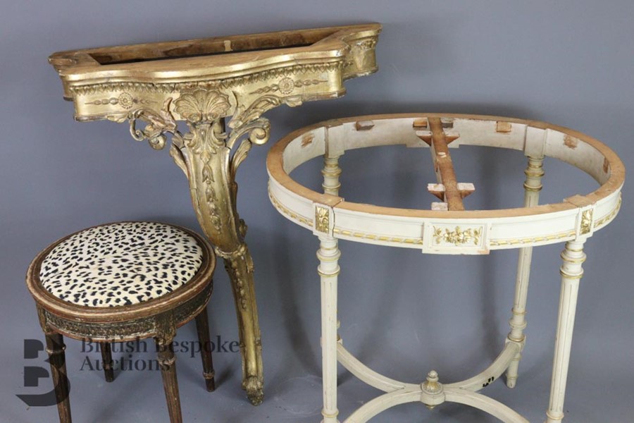 Marble Topped Gilt Wood Console Table - Image 2 of 4