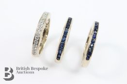 Sapphire and Diamond Trio Half Eternity Set