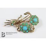 Yellow Gold and Turquoise Brooch