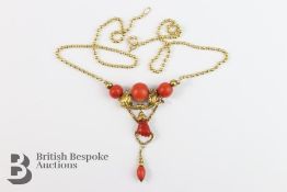 Victorian Yellow Gold and Coral Necklace