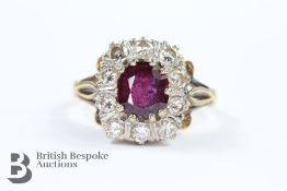 18ct Yellow and White Gold Ruby and Diamond Ring