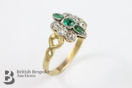 Victorian 18ct Yellow and White Gold Emerald and Diamond Ring