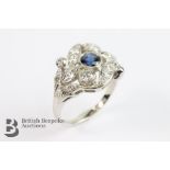 White Gold Diamond and Sapphire Ring