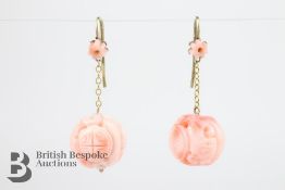 Pair of Chinese Coral Earrings