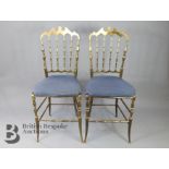Six Italian Brass Salon Chairs