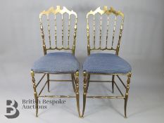 Six Italian Brass Salon Chairs