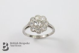 18ct White and Gold and Diamond Cluster RIng