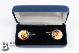 Pair of Silver and Enamel Fox Cufflinks