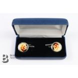 Pair of Silver and Enamel Fox Cufflinks