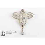 Belle Epoque Style White Gold and Diamond Brooch