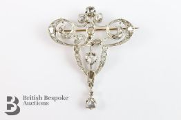 Belle Epoque Style White Gold and Diamond Brooch