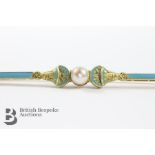 Egyptian Revival Enamel and Pearl Tie Pin