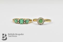 9ct Gold Emerald and Diamond Ring