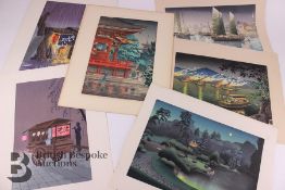 Six Japanese Woodblock Prints