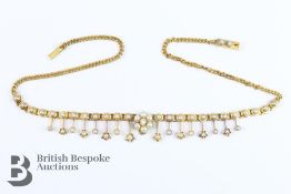 Edwardian Yellow Gold, Pearl and Diamond Necklace