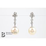 Pair of Pearl and Diamond Earrings