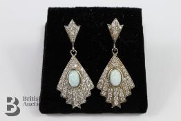 Pair of Silver CZ Fan Shaped Earrings