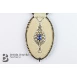 Natural Cornflower Blue Ceylonese Sapphire and Pearl Pendant