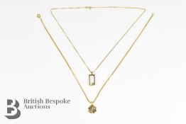 9ct Yellow Gold and Emerald Pendant and Chain