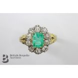 High Carat Yellow Gold Emerald and Diamond Ring