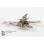 Antique Yellow Gold Ruby and Diamond Butterfly Brooch