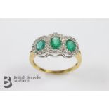 18ct Yellow and White Gold Diamond and Emerald Ring