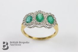 18ct Yellow and White Gold Diamond and Emerald Ring