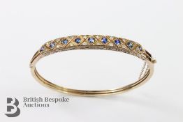 Edwardian Yellow Gold Sapphire and Diamond Bangle