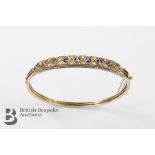 Edwardian Yellow Gold Sapphire and Diamond Bangle