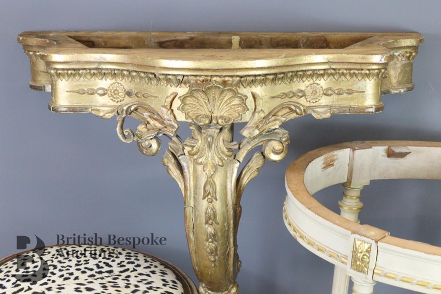 Marble Topped Gilt Wood Console Table - Image 4 of 4