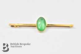 9ct Gold and Jade Bar Brooch