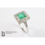 Platinum Emerald and Diamond Ring