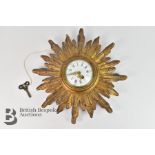 Vintage French Sunburst Wall Clock