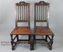 Pair of 18th Century Provincial Oak Hall Chairs