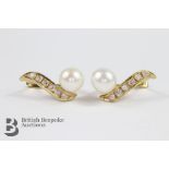 Pair of 14/15ct Yellow Gold Cultured Pearl Earrings