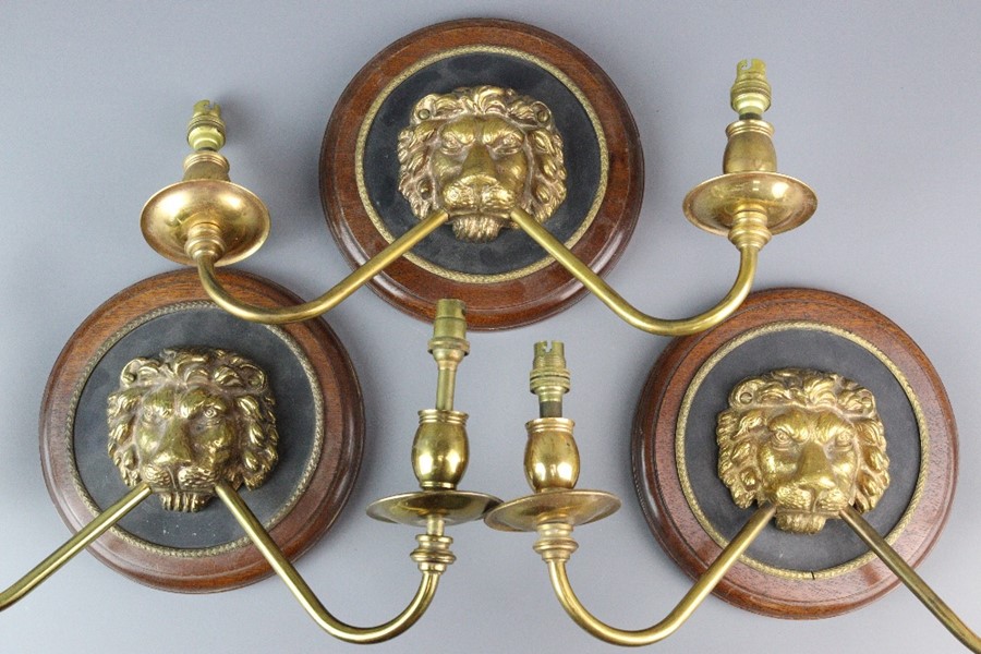 Three Lion Mask Light Fittings - Image 2 of 3