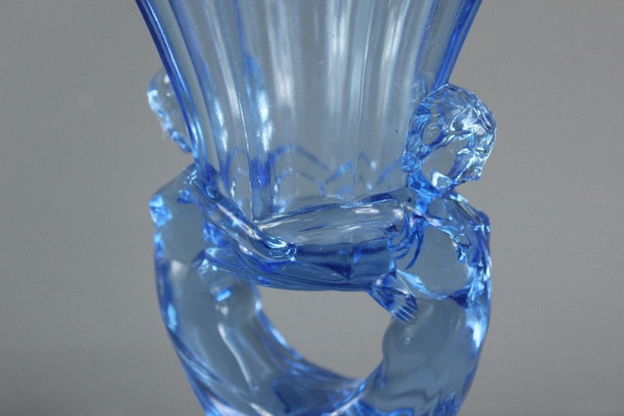 Three Blue Glass Czechoslovakian Items - Image 4 of 6